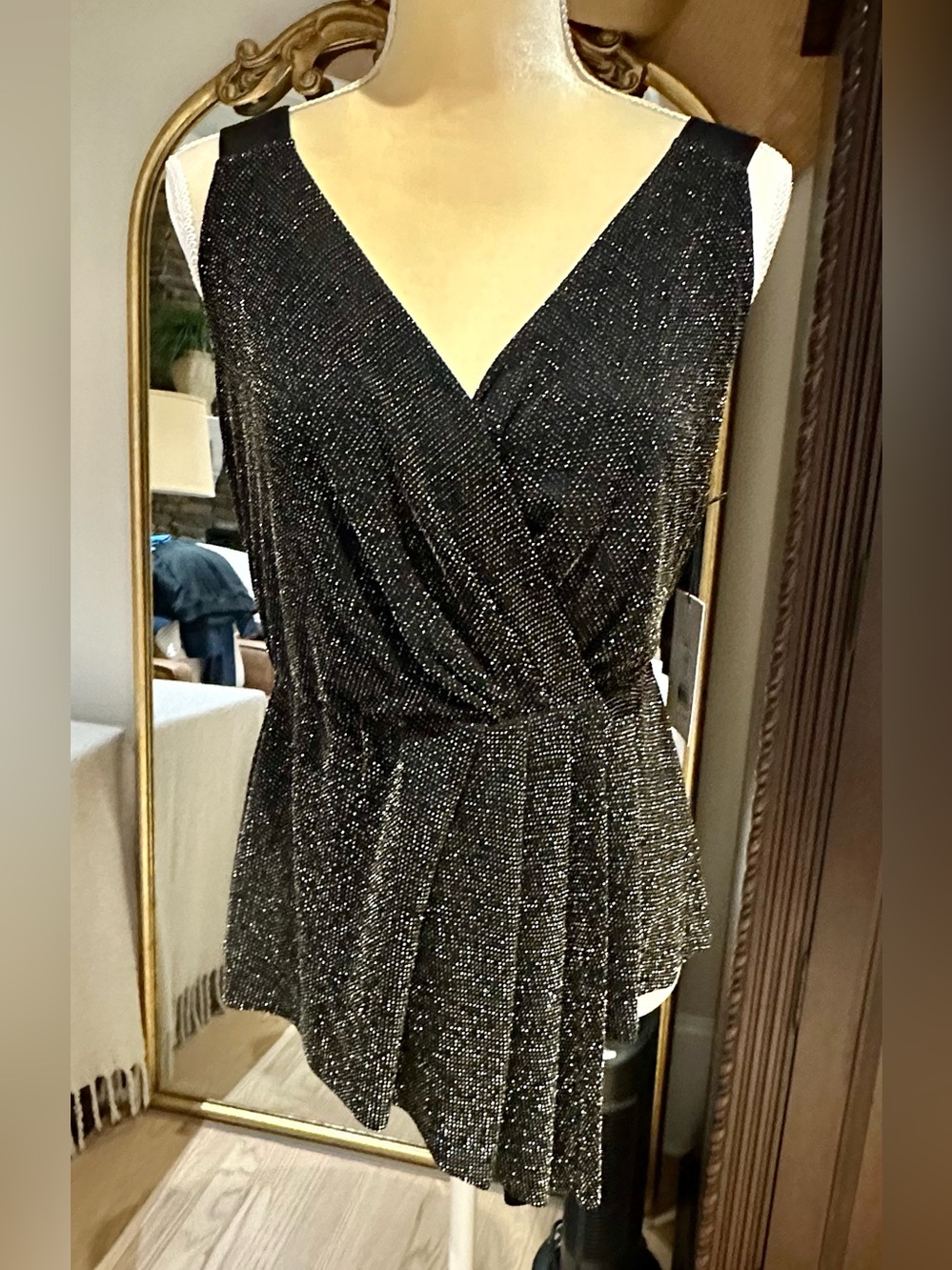 Bailey 44 Black Metallic V-Neck Top